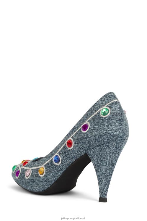 Jeffrey Campbell mulheres B0VBD1376 jóias brilhantes denim azul bomba de salto alto mcfly