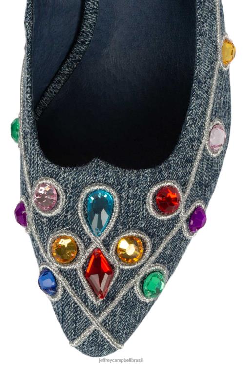 Jeffrey Campbell mulheres B0VBD1376 jóias brilhantes denim azul bomba de salto alto mcfly