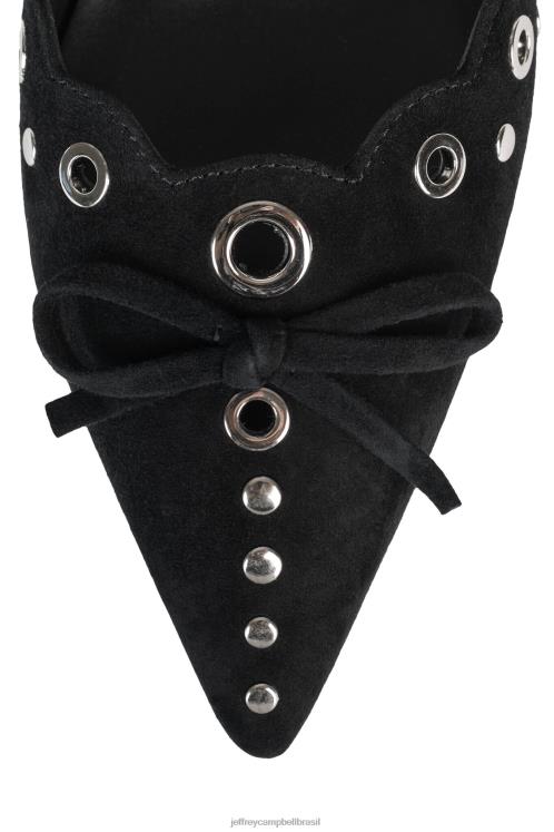 Jeffrey Campbell mulheres B0VBD1393 camurça preta prata bomba de salto alto satisfeito