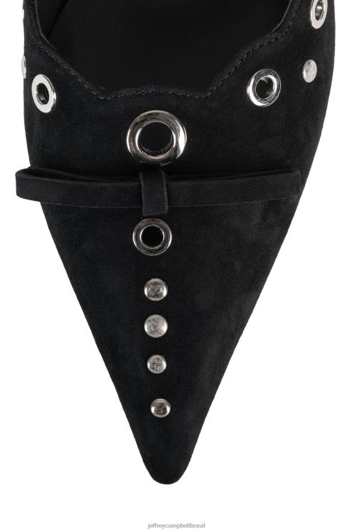 Jeffrey Campbell mulheres B0VBD1395 camurça preta prata bomba de salto alto grátis