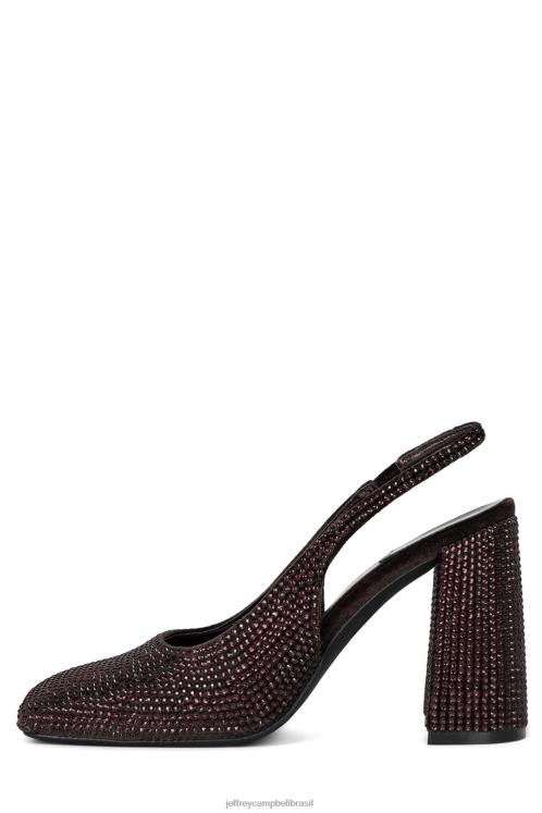 Jeffrey Campbell mulheres B0VBD1657 combinação de veludo marrom mula de salto alto blingbling