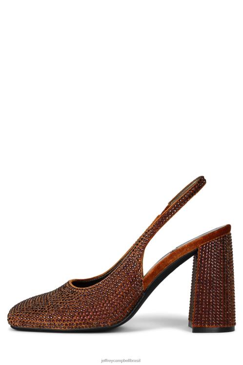 Jeffrey Campbell mulheres B0VBD1658 combinação de veludo laranja escuro mula de salto alto blingbling