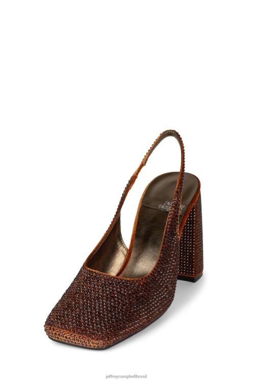 Jeffrey Campbell mulheres B0VBD1658 combinação de veludo laranja escuro mula de salto alto blingbling