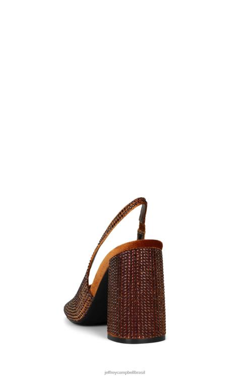 Jeffrey Campbell mulheres B0VBD1658 combinação de veludo laranja escuro mula de salto alto blingbling