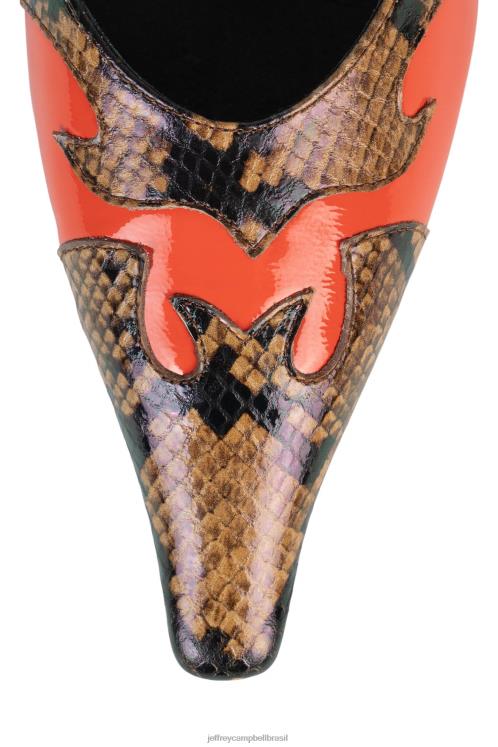Jeffrey Campbell mulheres B0VBD1672 bege marrom cobra laranja pat mula de salto alto diletante
