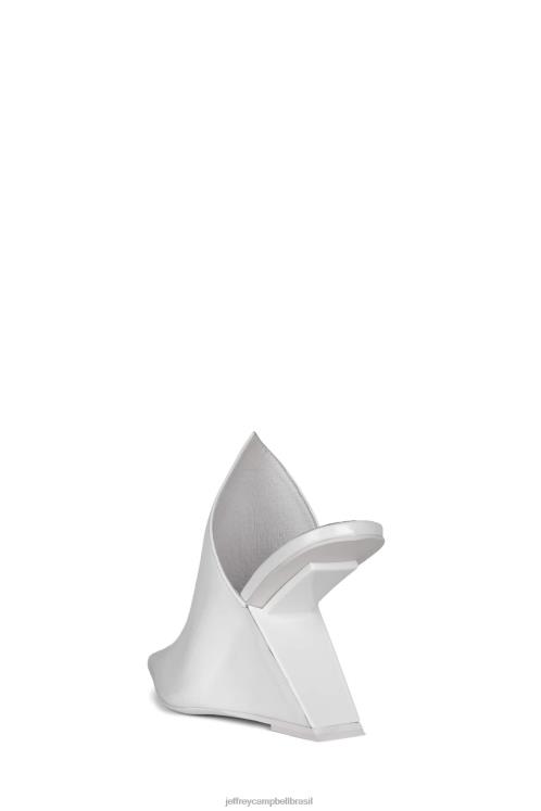 Jeffrey Campbell mulheres B0VBD1681 patente de rugas brancas mula de salto alto estética