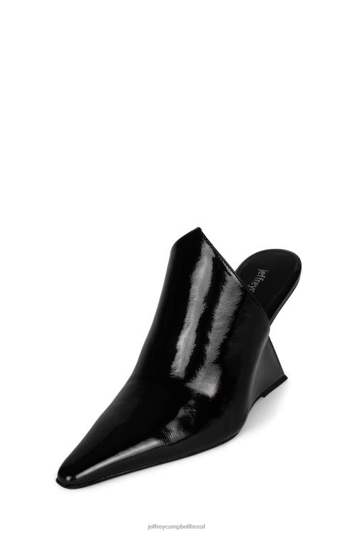 Jeffrey Campbell mulheres B0VBD1682 patente de rugas pretas mula de salto alto estética