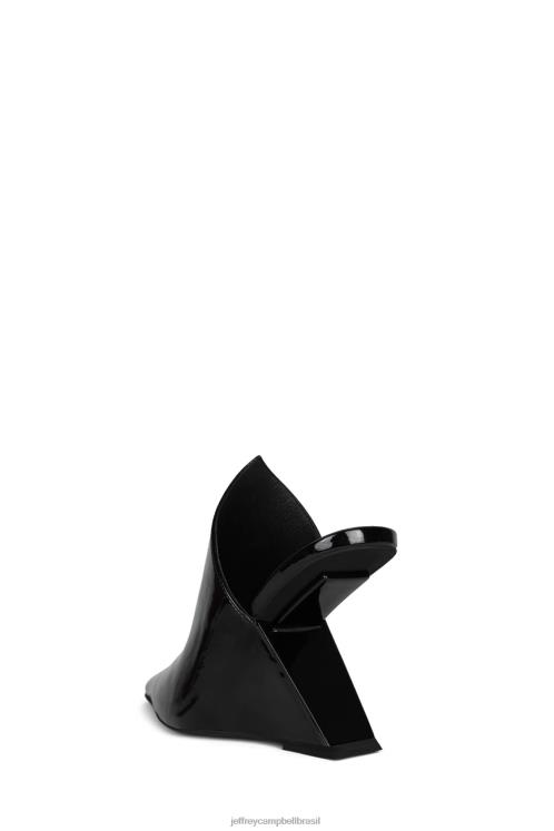 Jeffrey Campbell mulheres B0VBD1682 patente de rugas pretas mula de salto alto estética