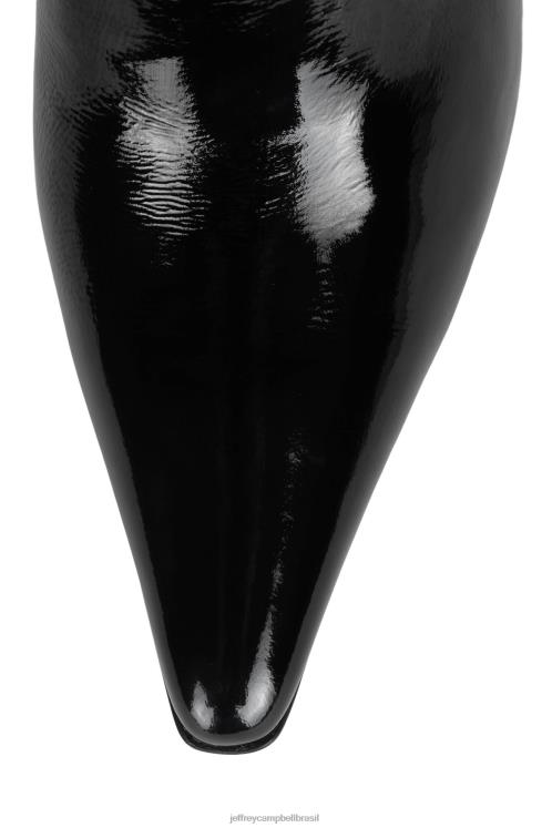 Jeffrey Campbell mulheres B0VBD1682 patente de rugas pretas mula de salto alto estética