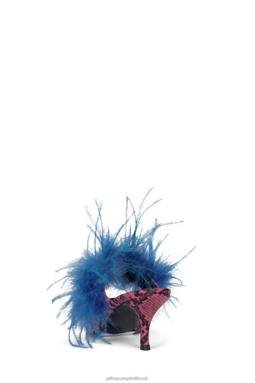 Jeffrey Campbell mulheres B0VBD1696 cobra rosa azul mula de salto alto plumagem
