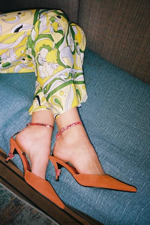 Jeffrey Campbell mulheres B0VBD1698 cobra vermelha de camurça ferrugem mula de salto alto operativo