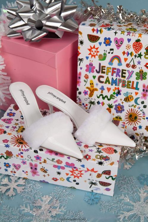 Jeffrey Campbell mulheres B0VBD1701 combinação de patente branca mula de salto alto de bom gosto