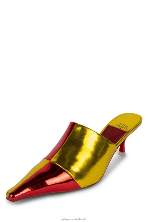 Jeffrey Campbell mulheres B0VBD1714 ouro metálico vermelho mula de salto alto ocular