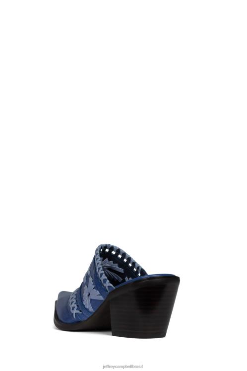 Jeffrey Campbell mulheres B0VBD1728 combinação azul mula de salto alto tece