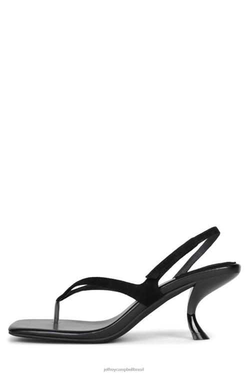 Jeffrey Campbell mulheres B0VBD103 Camurça preta sandália de salto alto nb fundido