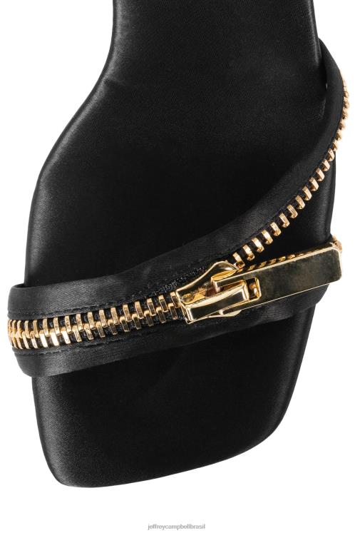 Jeffrey Campbell mulheres B0VBD1411 ouro de cetim preto sandália de salto alto fechado