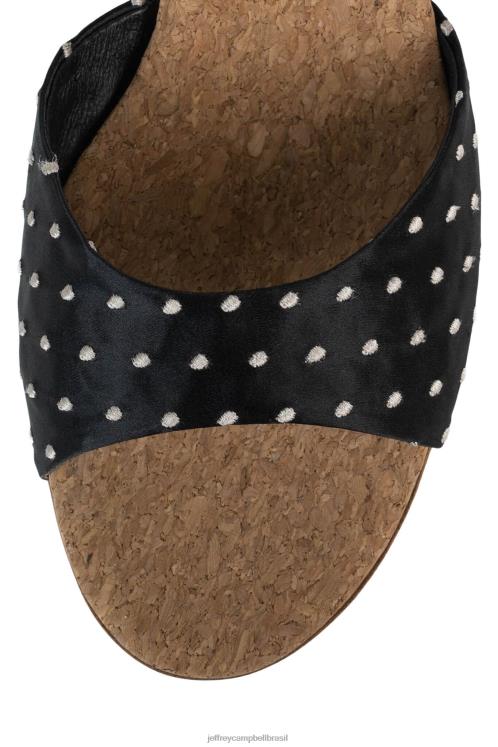 Jeffrey Campbell mulheres B0VBD1414 rolha de bolinhas pretas sandália de salto alto chartreux