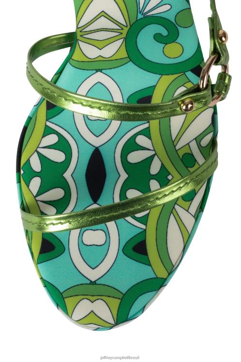 Jeffrey Campbell mulheres B0VBD1434 verde multi verde sandália de salto alto curiosidade