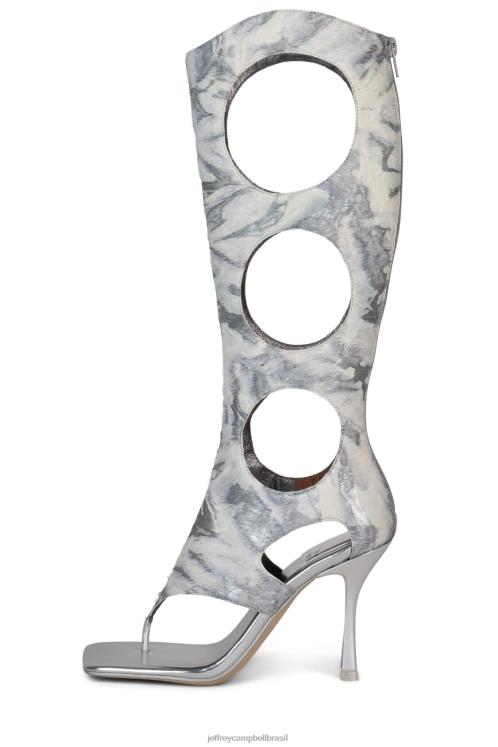 Jeffrey Campbell mulheres B0VBD1456 combinação cinza branco sandália de salto alto revelou-f