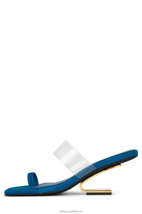 Jeffrey Campbell mulheres B0VBD1464 ouro de camurça azul sandália de salto alto calcular