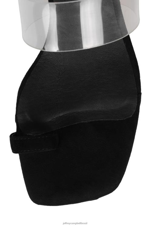 Jeffrey Campbell mulheres B0VBD1466 camurça preta transparente sandália de salto alto calcular