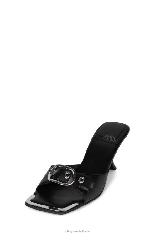Jeffrey Campbell mulheres B0VBD1490 prata negra sandália de salto alto amarrar