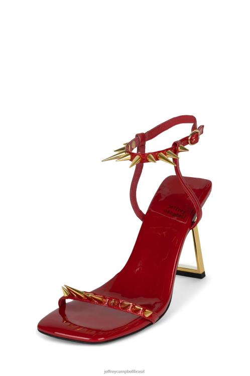 Jeffrey Campbell mulheres B0VBD1513 ouro patente vermelho sandália de salto alto aguçar