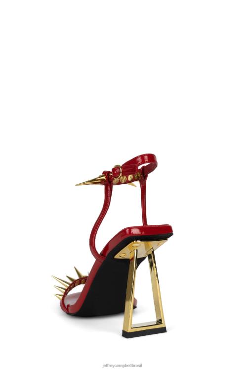 Jeffrey Campbell mulheres B0VBD1513 ouro patente vermelho sandália de salto alto aguçar