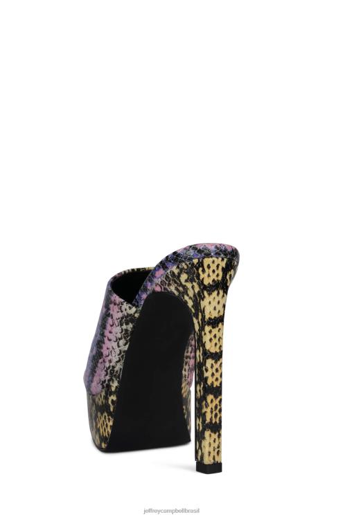 Jeffrey Campbell mulheres B0VBD1521 cobra amarela roxa sandália de salto alto influenciador