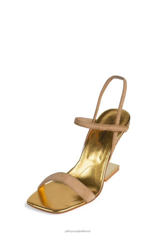 Jeffrey Campbell mulheres B0VBD1546 ouro de camurça natural escuro sandália de salto alto geométrico