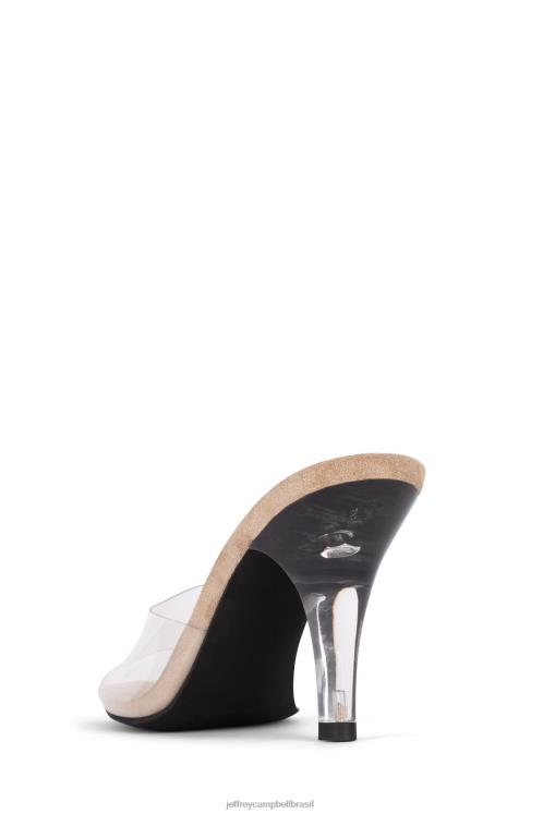 Jeffrey Campbell mulheres B0VBD1547 camurça nude transparente sandália de salto alto cendrilhão