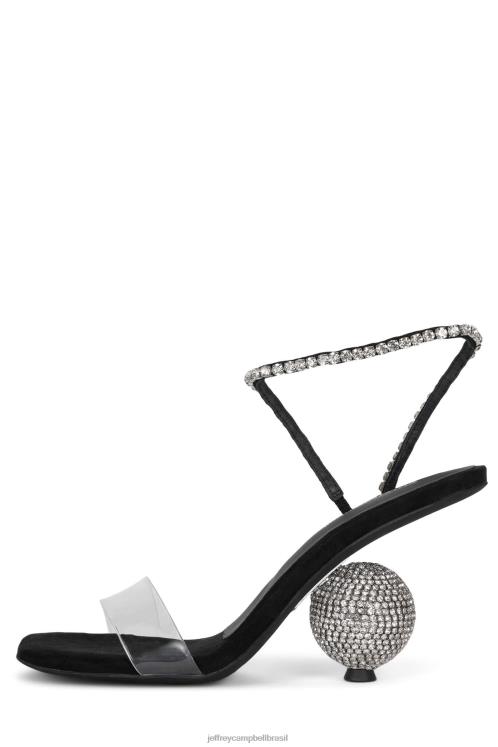 Jeffrey Campbell mulheres B0VBD1548 camurça preta prata sandália de salto alto agitação