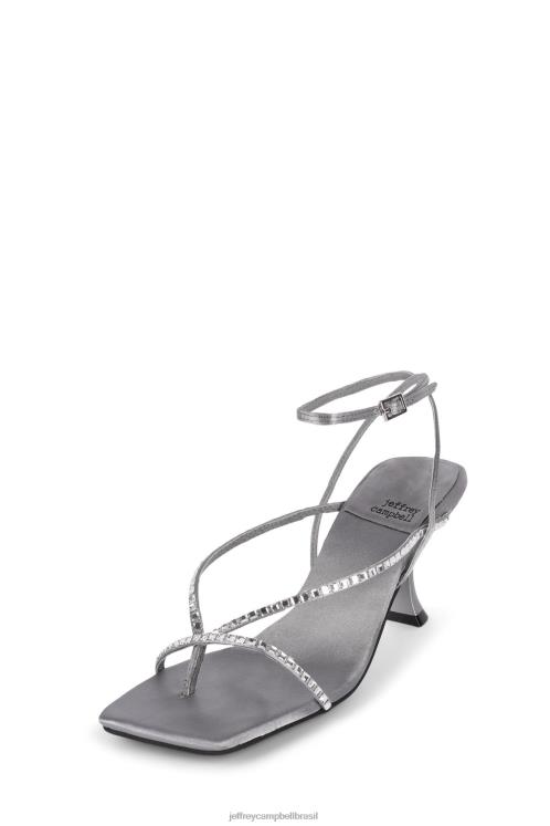 Jeffrey Campbell mulheres B0VBD1563 cinza cetim prata sandália de salto alto fluxx-j