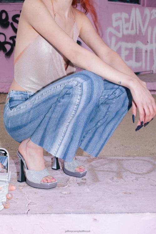 Jeffrey Campbell mulheres B0VBD1565 cinza cetim prata sandália de salto alto hollywoodj