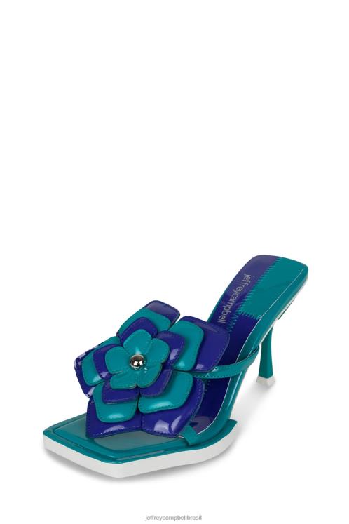 Jeffrey Campbell mulheres B0VBD1578 combinação patente azul sandália de salto alto plantado