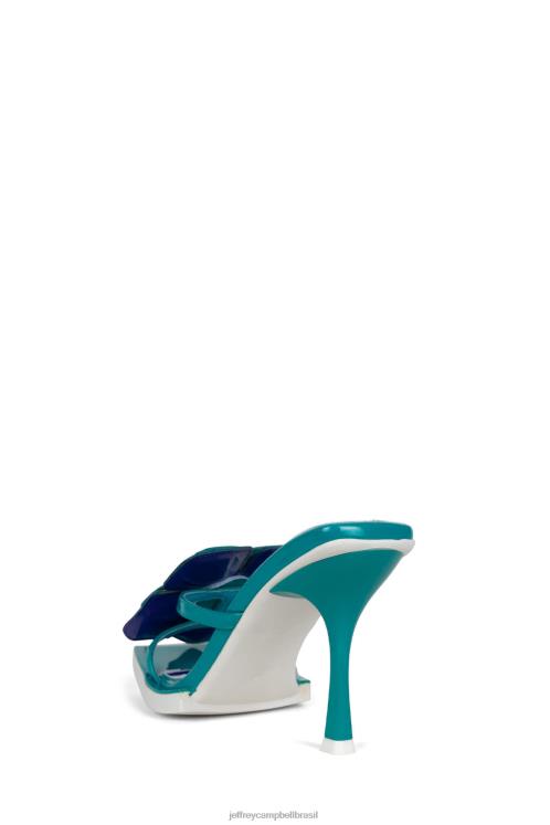 Jeffrey Campbell mulheres B0VBD1578 combinação patente azul sandália de salto alto plantado