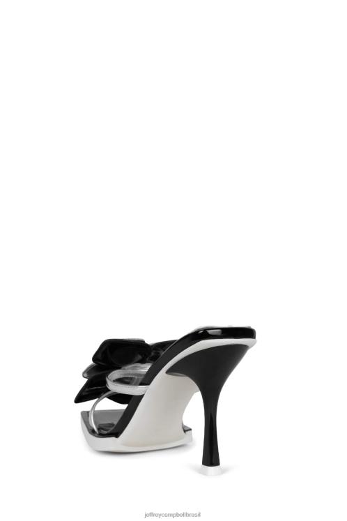 Jeffrey Campbell mulheres B0VBD1579 combinação de prata branca preta sandália de salto alto plantado