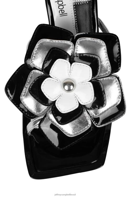 Jeffrey Campbell mulheres B0VBD1579 combinação de prata branca preta sandália de salto alto plantado