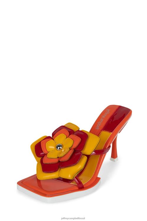 Jeffrey Campbell mulheres B0VBD1580 combinação patente laranja sandália de salto alto plantado
