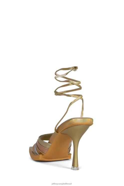 Jeffrey Campbell mulheres B0VBD1607 ouro multi sandália de salto alto carregou