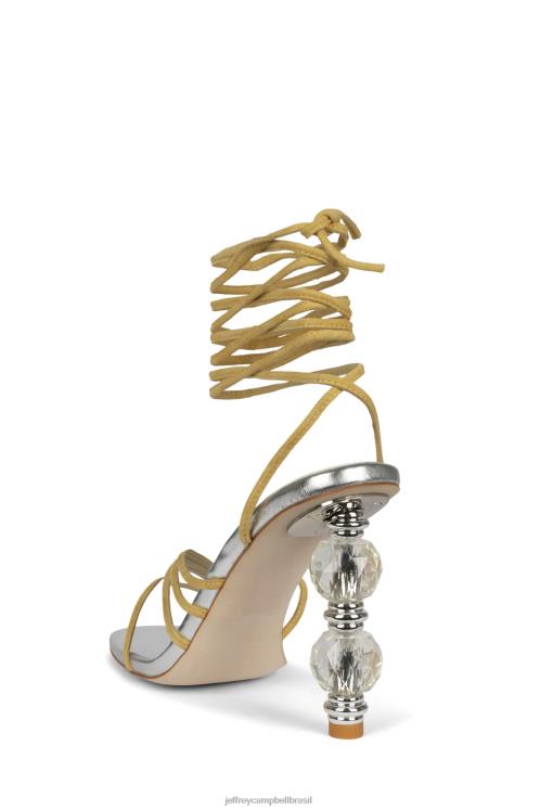 Jeffrey Campbell mulheres B0VBD1616 camurça amarela prata sandália de salto alto bijouxx-2