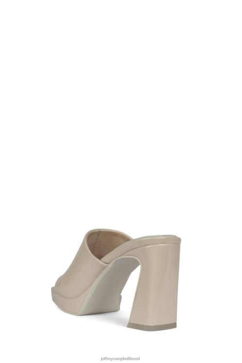 Jeffrey Campbell mulheres B0VBD1619 patente enrugada de marfim sandália de salto alto caviar