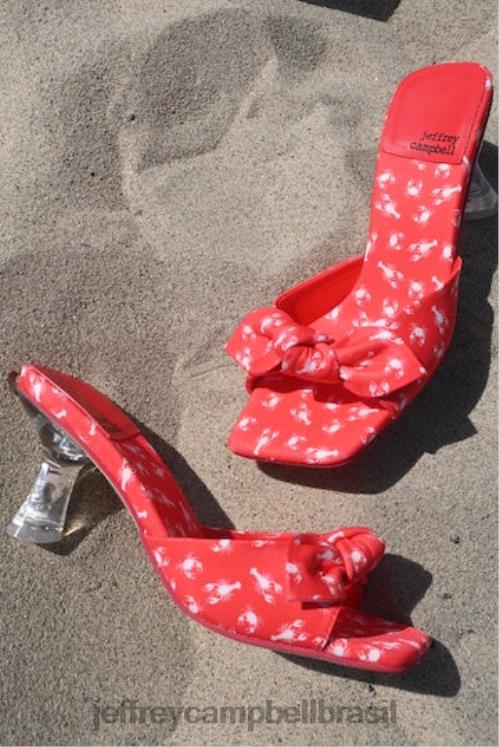 Jeffrey Campbell mulheres B0VBD1636 impressão de caranguejo de lagosta vermelha sandália de salto alto senhor arco