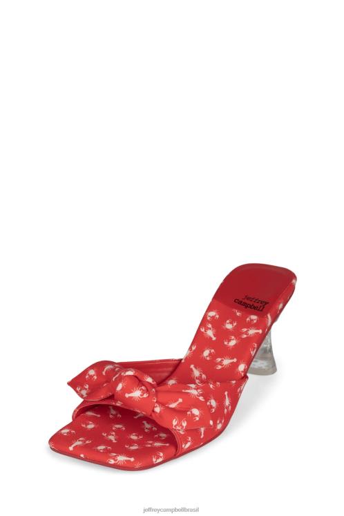 Jeffrey Campbell mulheres B0VBD1636 impressão de caranguejo de lagosta vermelha sandália de salto alto senhor arco