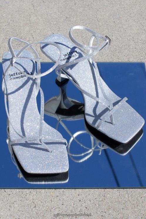 Jeffrey Campbell mulheres B0VBD1644 glitter prateado sandália de salto alto fluxo