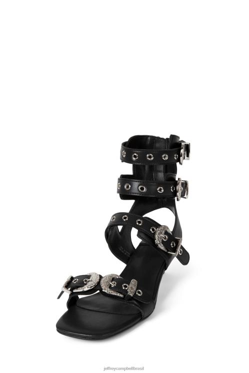 Jeffrey Campbell mulheres B0VBD226 prata negra sandália de salto alto eclético