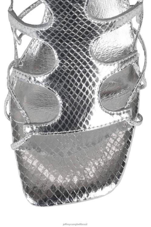 Jeffrey Campbell mulheres B0VBD231 cobra metálica prateada sandália de salto alto maluco